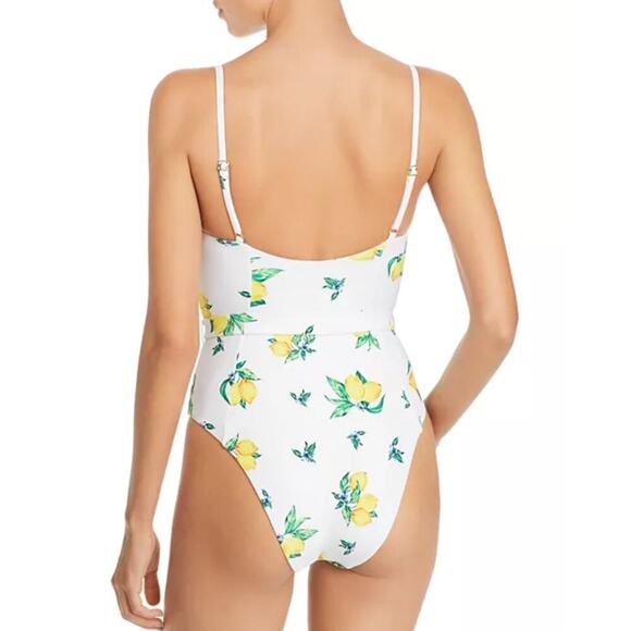 Onia x WeWoreWhat Danielle Lemon Print Belted One Piece Swimsuit – Size Medium - Picture 3 of 16